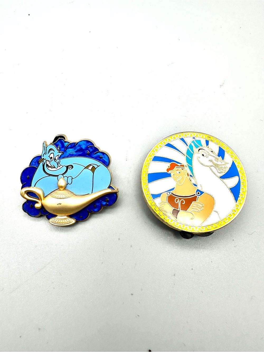 Disney Trading Pin Lot Genie Aladdin Hercules Pegasus Enamel Gold Tone 2 Piece